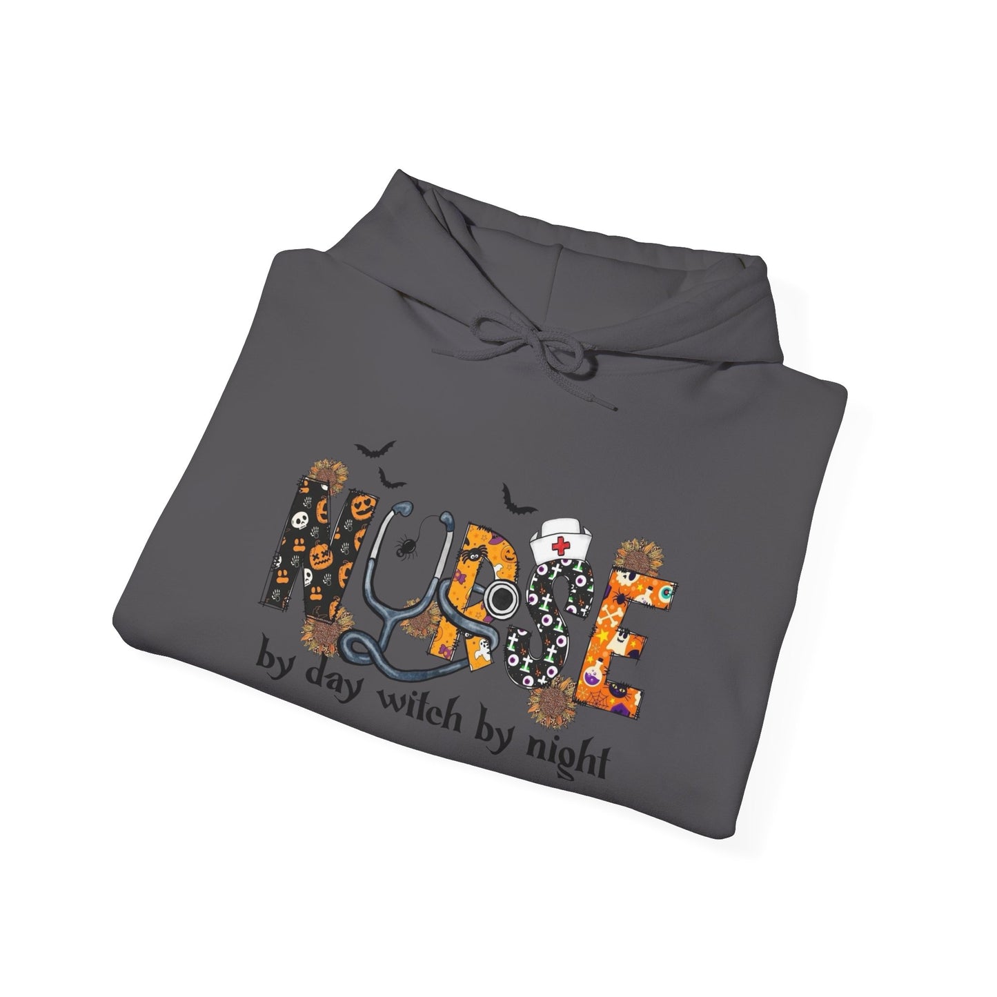 Nurse By Day Witch By Night Graphic Hoodie Unisex Heavy Blend™ Hooded Sweatshirt