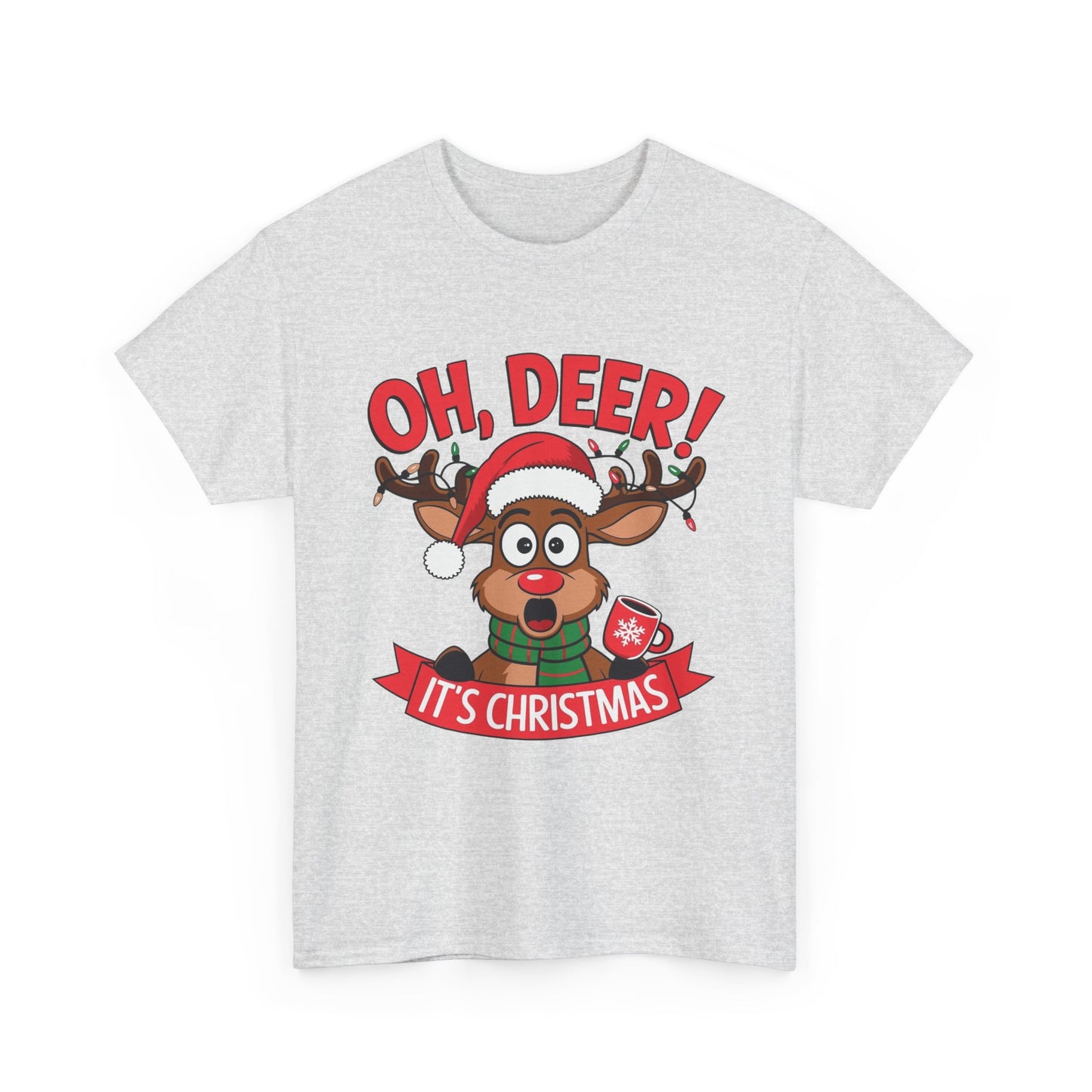 Oh Deer Its Christmas Graphic T Shirt NEW Unisex Heavy Cotton Tee