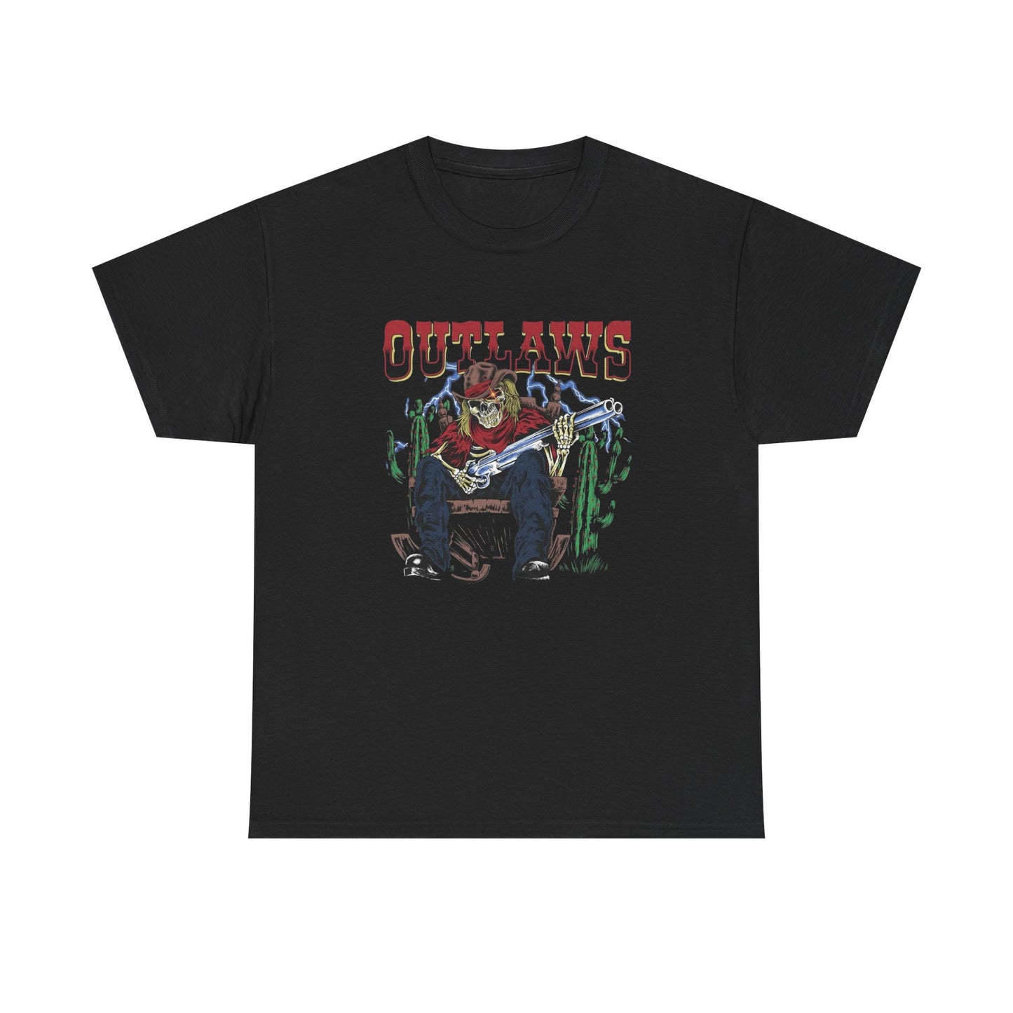 Outlaws Retro Neon Graphic T Shirt Unisex Heavy Cotton Tee