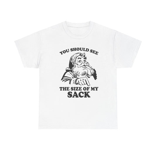 Santa's Sack Graphic T Shirt Funny Christmas Jokes Unisex Heavy Cotton Tee