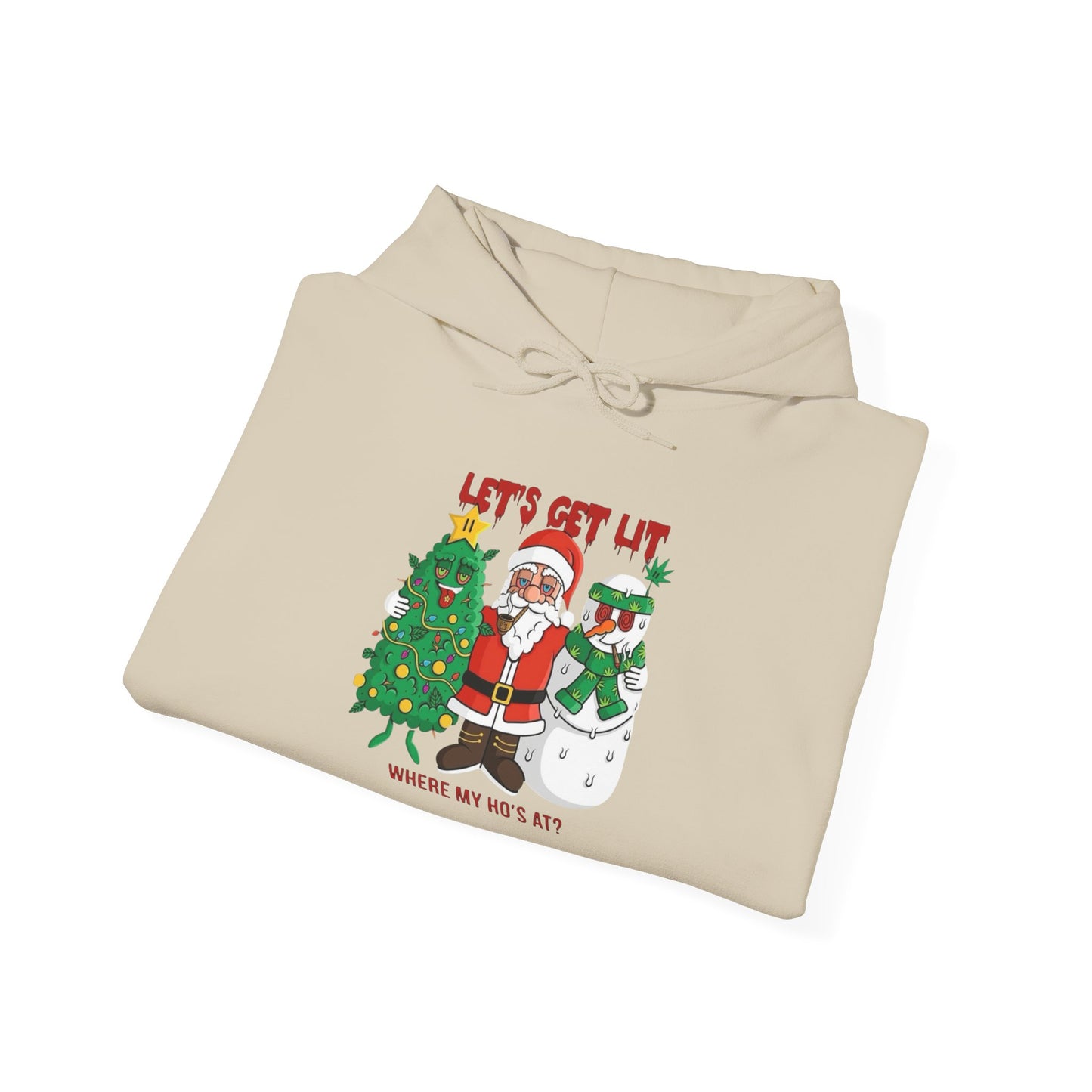 Lets Get Lit Santa Funny Graphic Hoodie NEW Unisex Heavy Blend Hooded Sweatshirt