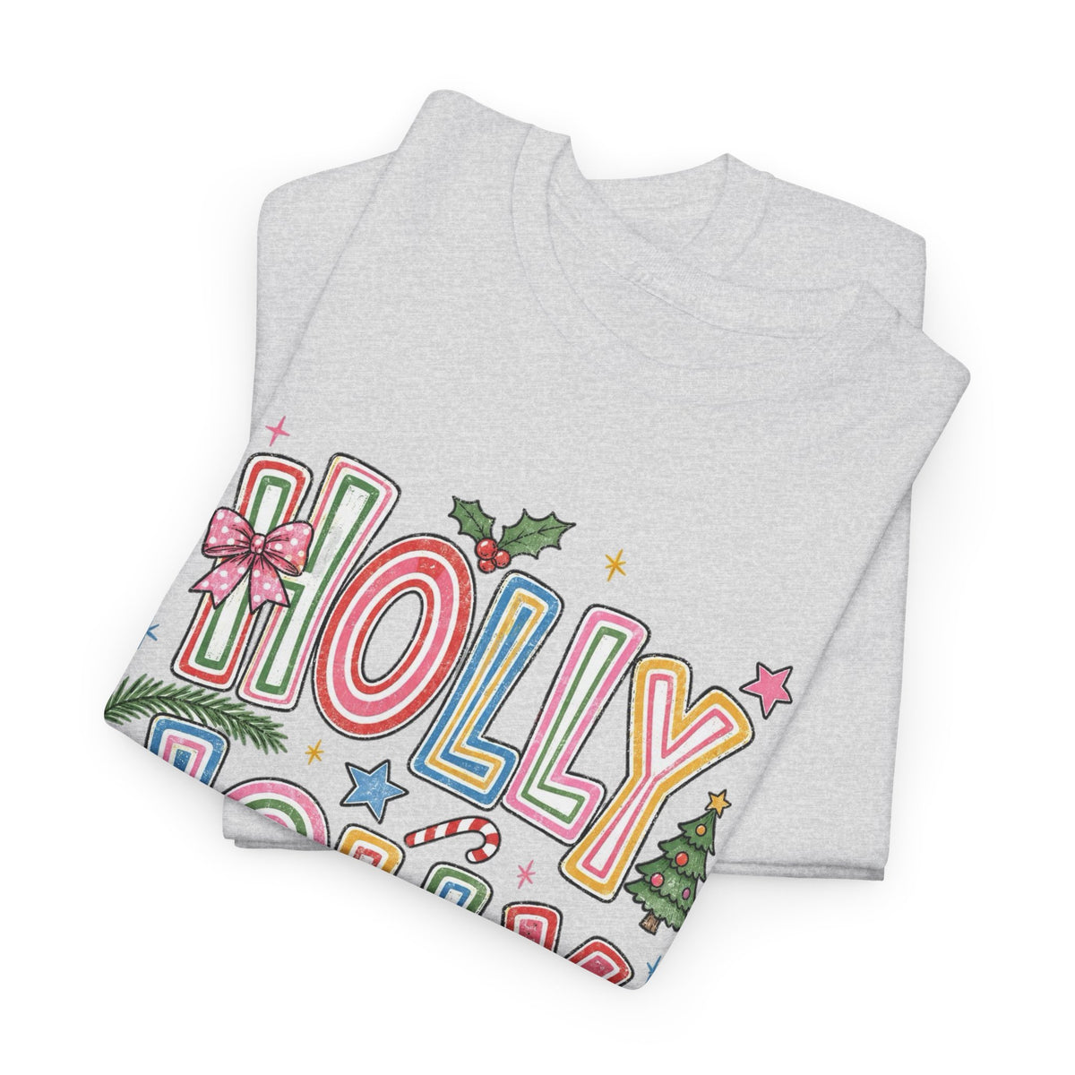 Holly Jolly Christmas Lettering Tee Men's Graphic T Shirt
