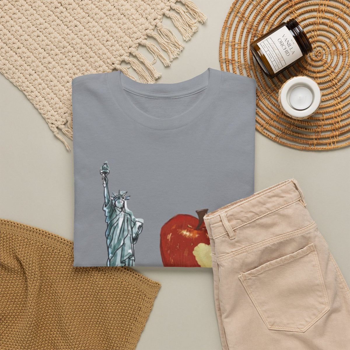 I love New York Graphic T Shirt Vintage Big Apple Men's Heavy Cotton Tee