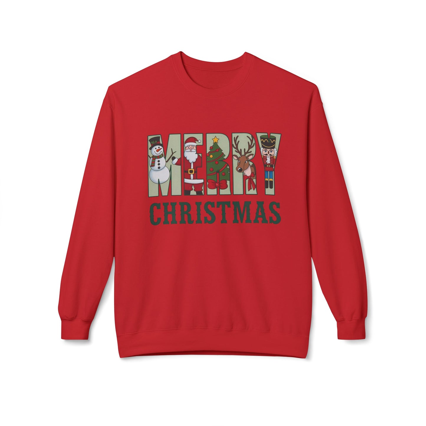 Merry Christmas Snowman Sweater NEW Unisex Fleece Crewneck Sweatshirt