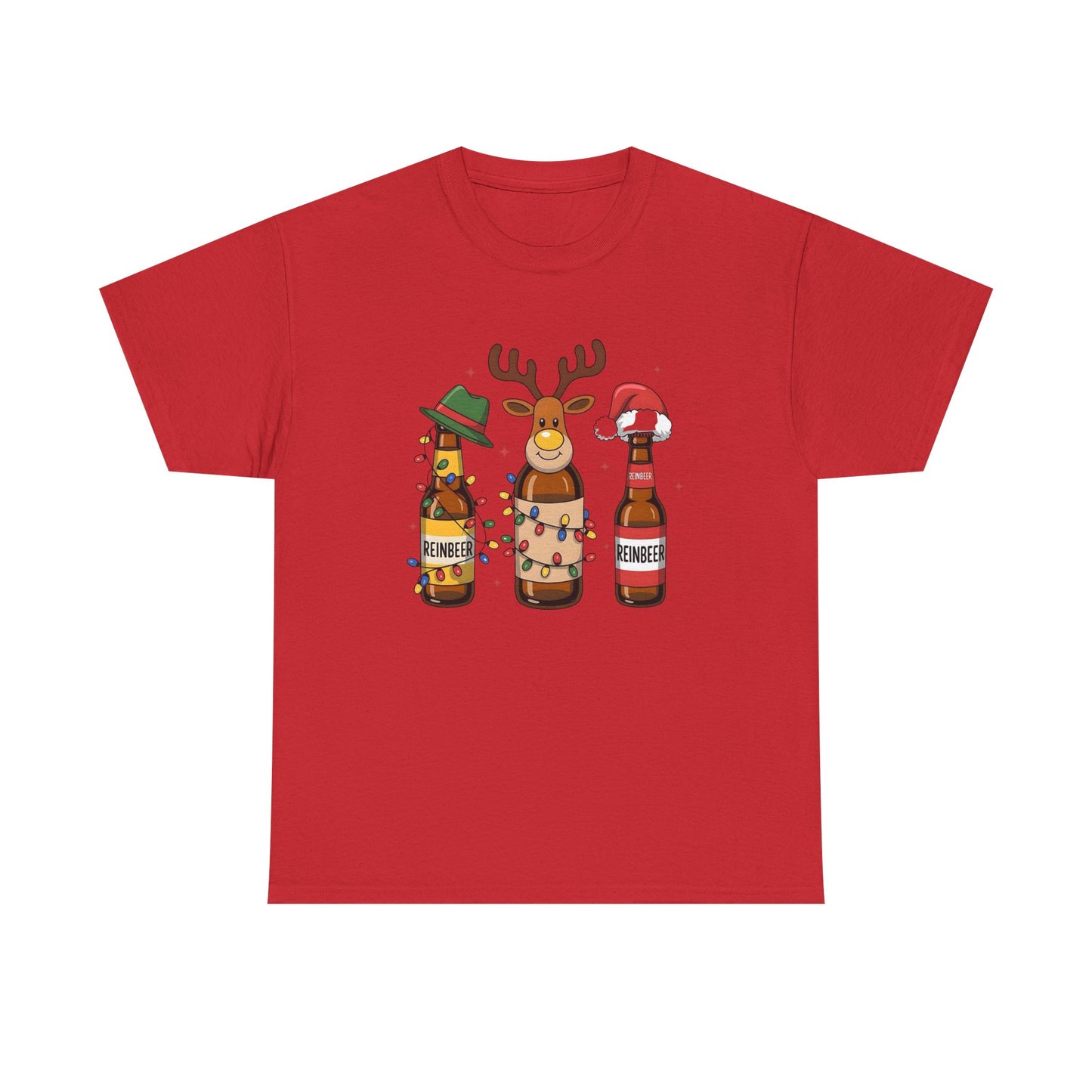 Christmas Beers Reindeer Graphic T Shirt NEW ADULT