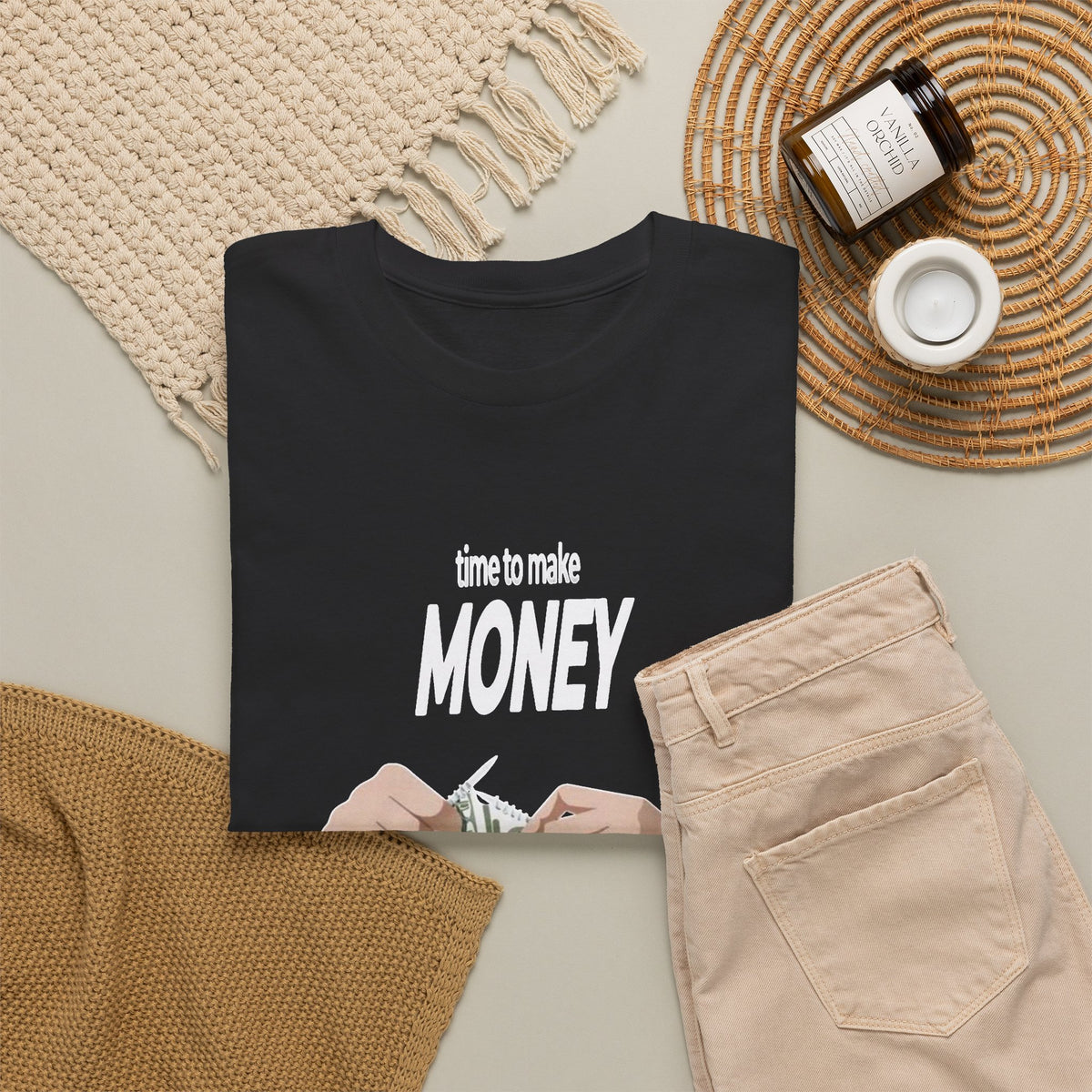 Time To Make Money Graphic T Shirt Men's Heavy Cotton Tee