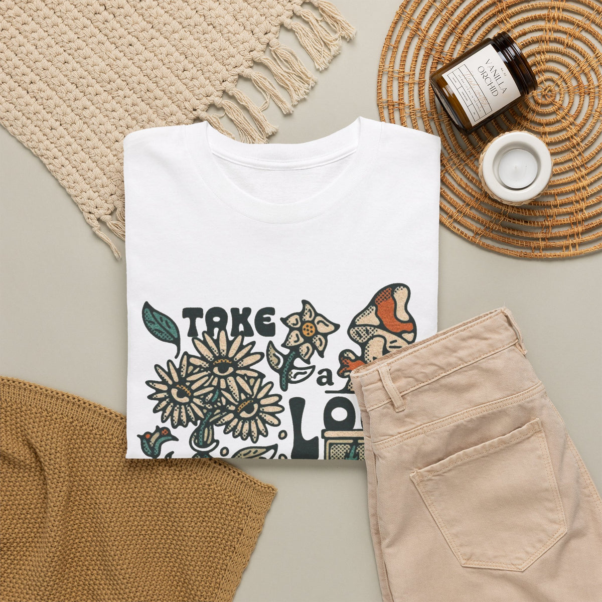 Take A Look Outside Graphic T Shirt Men's Retro Heavy Cotton Tee