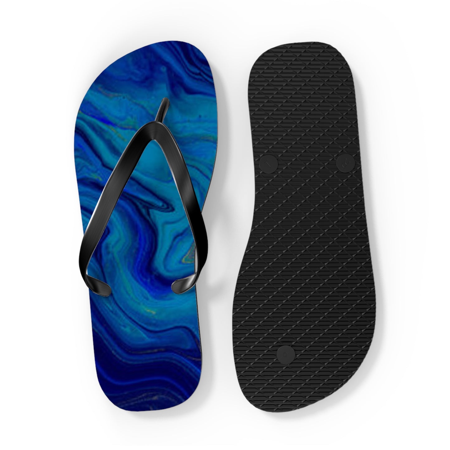 Blue Marble Flip Flops, Sandals Slides, Summer Footwear, Brand New