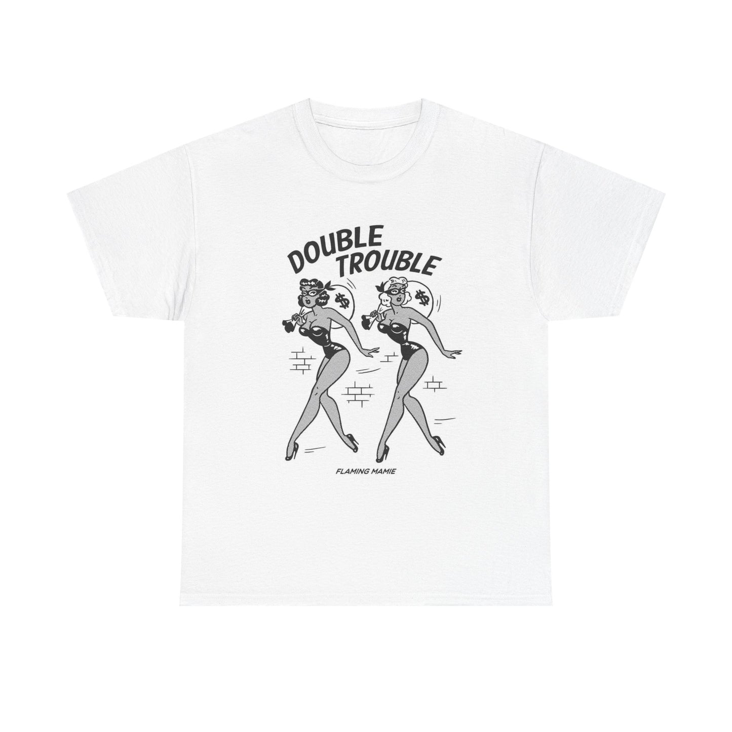 Double Trouble Pin Ups Girls Graphic T Shirt Women's BRAND NEW  Cotton Tee