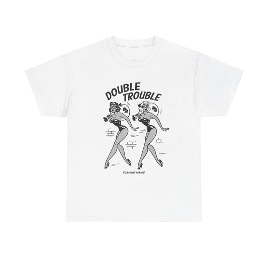Double Trouble Pin Ups Girls Graphic T Shirt Women's BRAND NEW  Cotton Tee