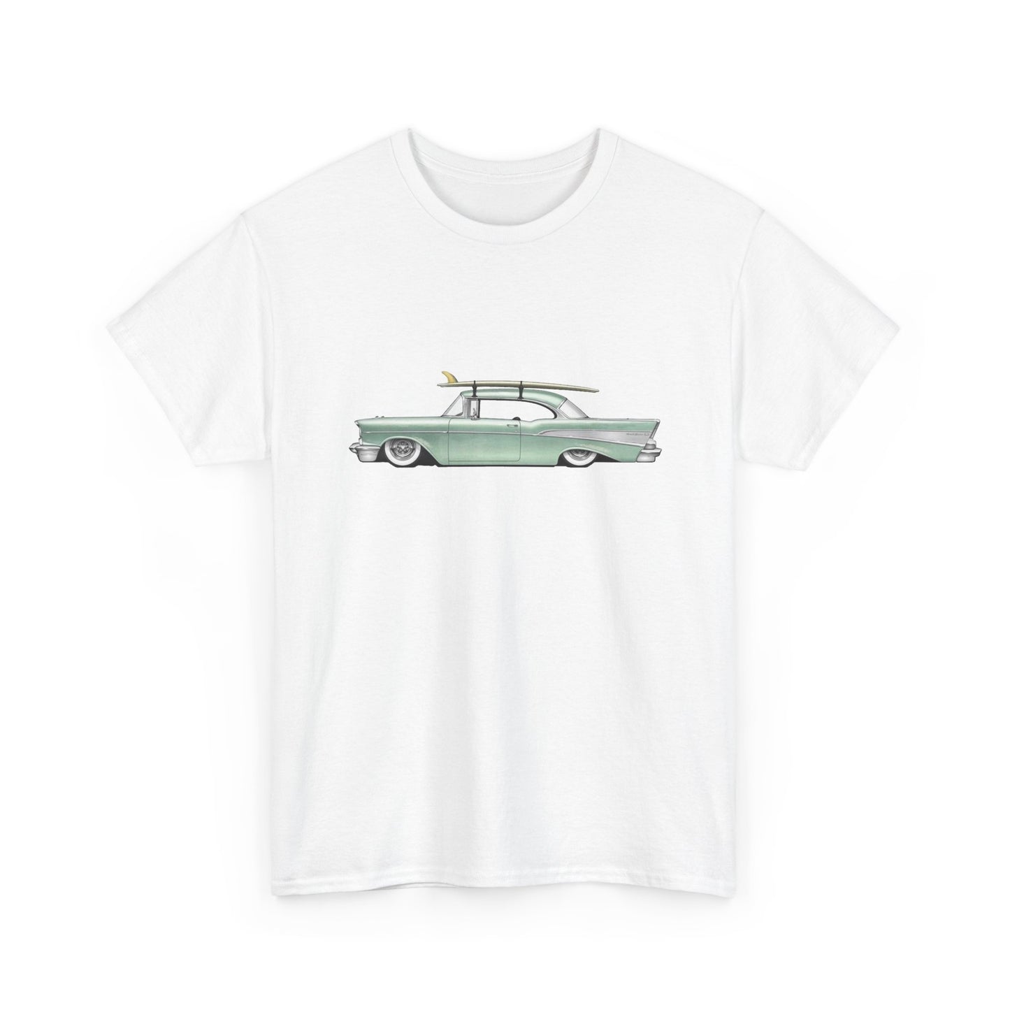 57 Chevy Cruiser Surfer Graphic T Shirt Unisex Heavy Cotton Tee NEW