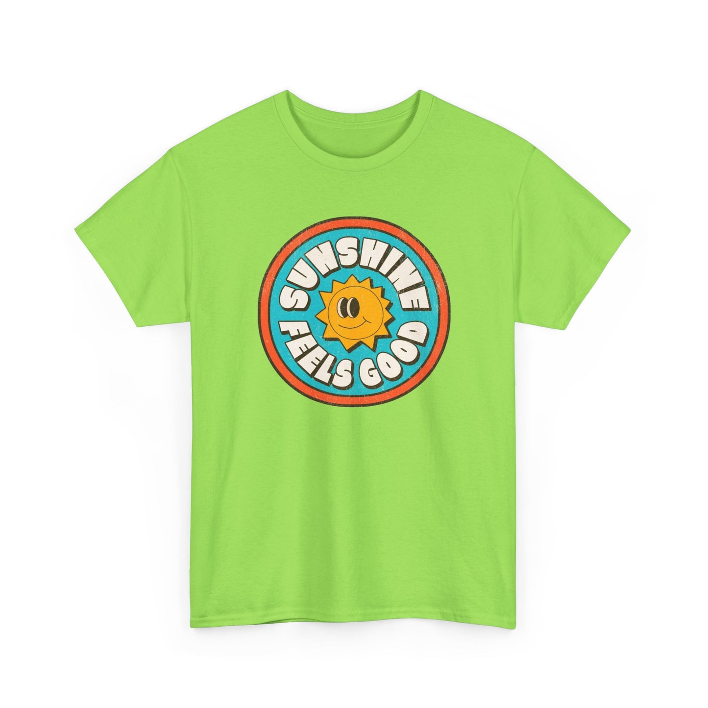 Sunshine Feels Good Graphic T Shirt Happy Smiles Unisex Heavy Cotton Tee