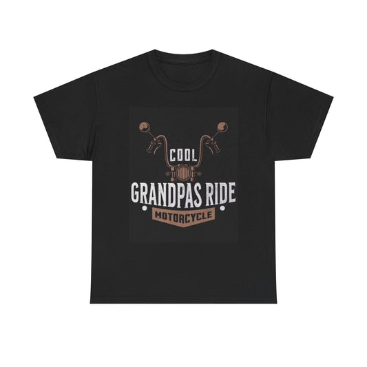 Grandpas Cool Ride Graphic T Shirt Motorcycles Graphic Unisex Heavy Cotton Tee