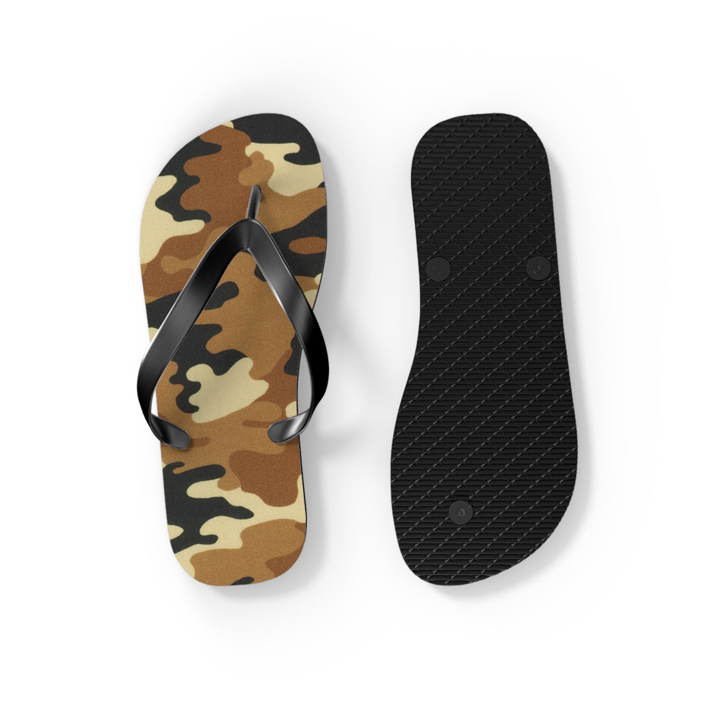 Waves And Sun Sandals Tan Camo Print Summer Flip Flops Slides BRAND NEW