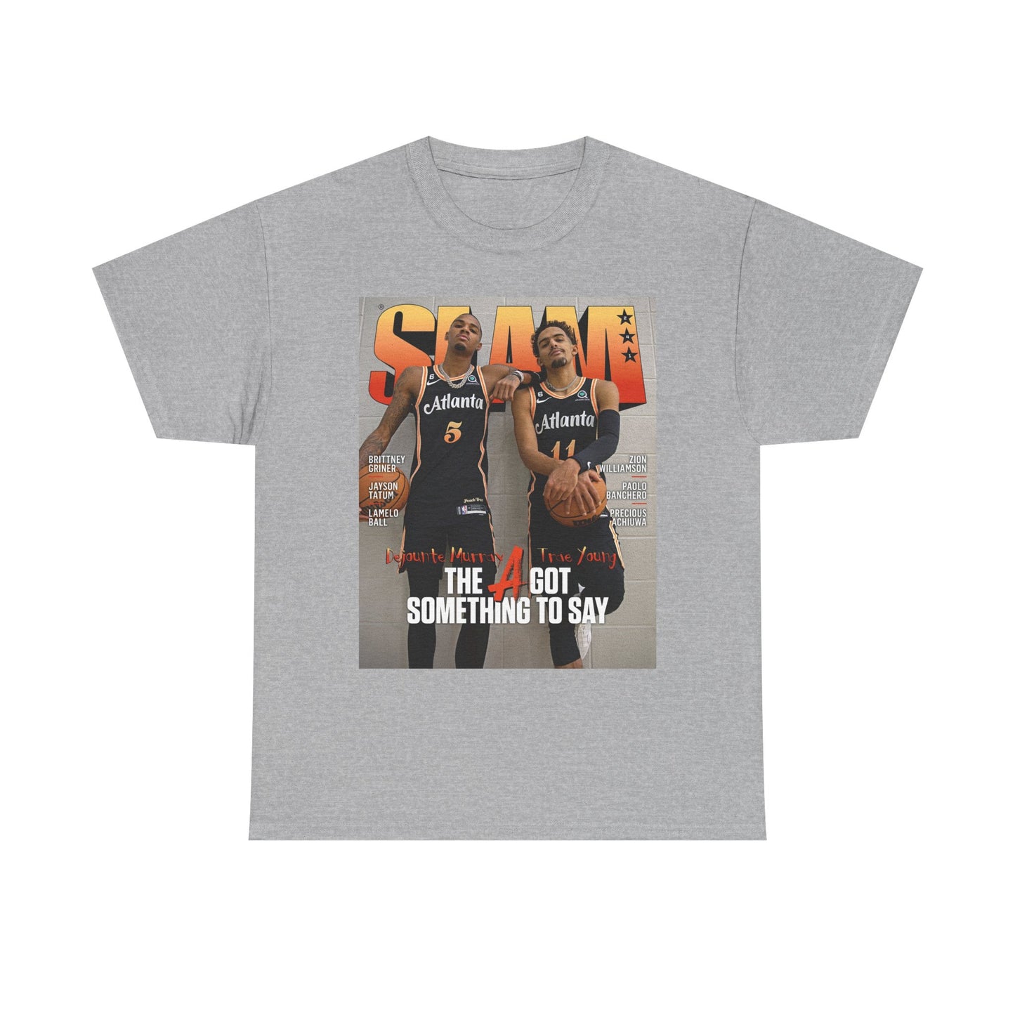 Trae Young Slam Cover Graphic T Shirt Retro Basketball Unisex Heavy Cotton Tee