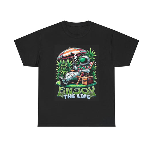 Enjoy The Life T Shirt Space Astronaut Weed Outer Space Aliens Unisex