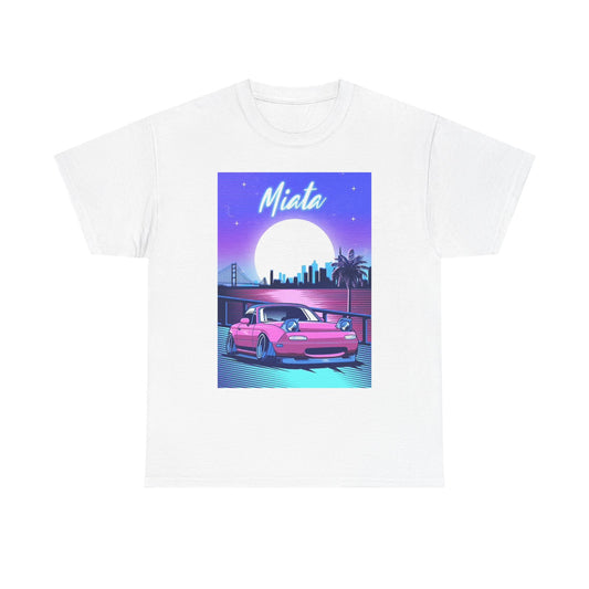 Mazda Miata Graphic T Shirt Retro Neon Car Show Unisex Heavy Cotton Tee JDM