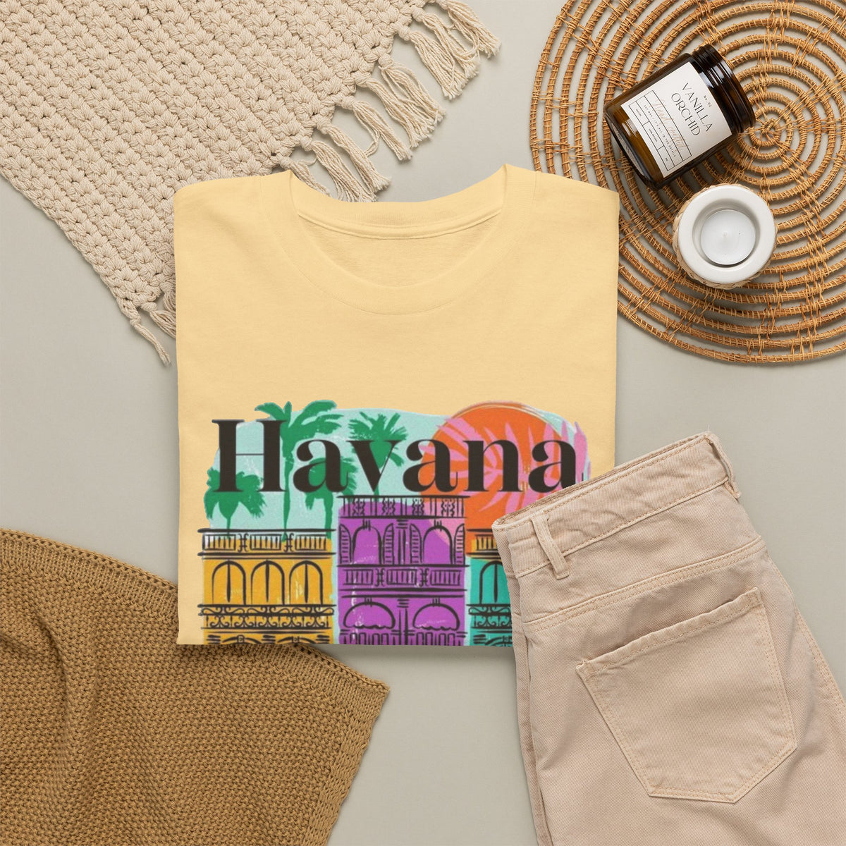Havana Cuba Graphic T Shirt Men's Retro Travel Art Heavy Cotton Tee