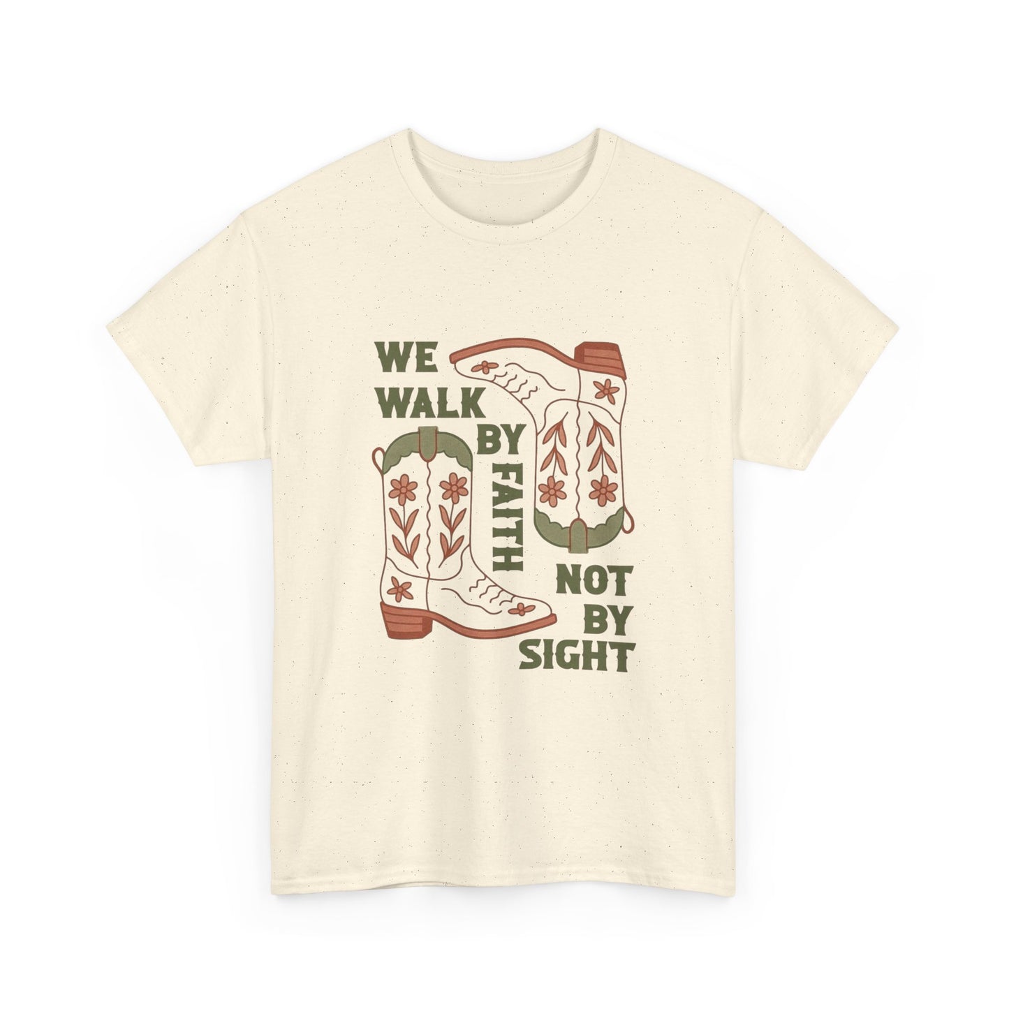 We Walk By Faith Graphic T Shirt Unisex Heavy Cotton Tee