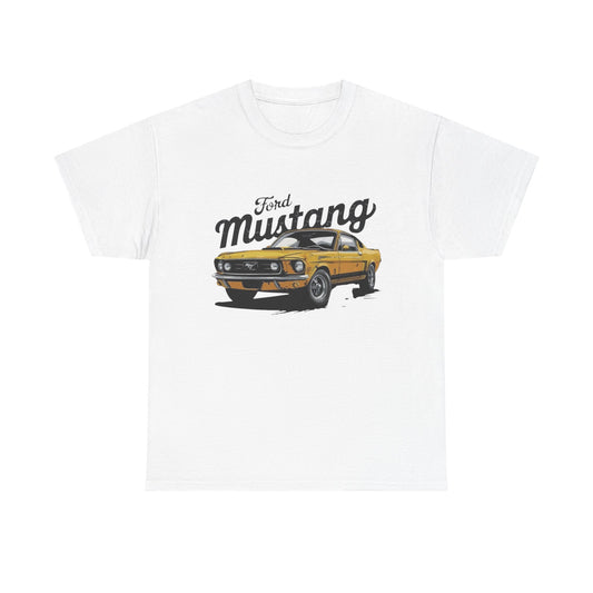 Ford Mustang Retro Graphic T Shirt Men's Heavy Cotton Tee