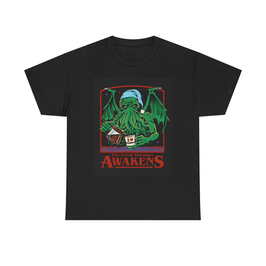 Dreamer Awakens Graphic T Shirt Coffee Lover Art Funny Unisex Heavy Cotton Tee