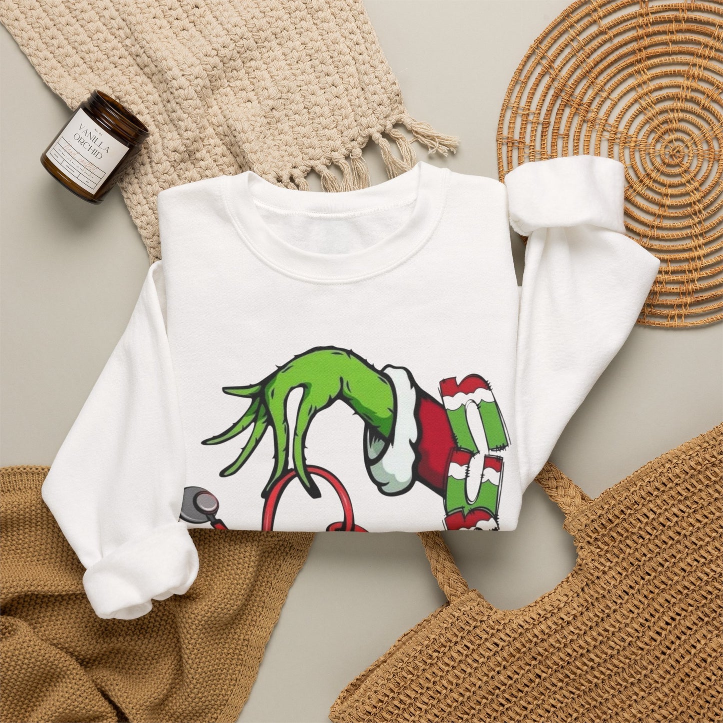 The Grinch Nurse Graphic Sweater NEW Unisex Heavy Blend™ Crewneck Sweatshirt