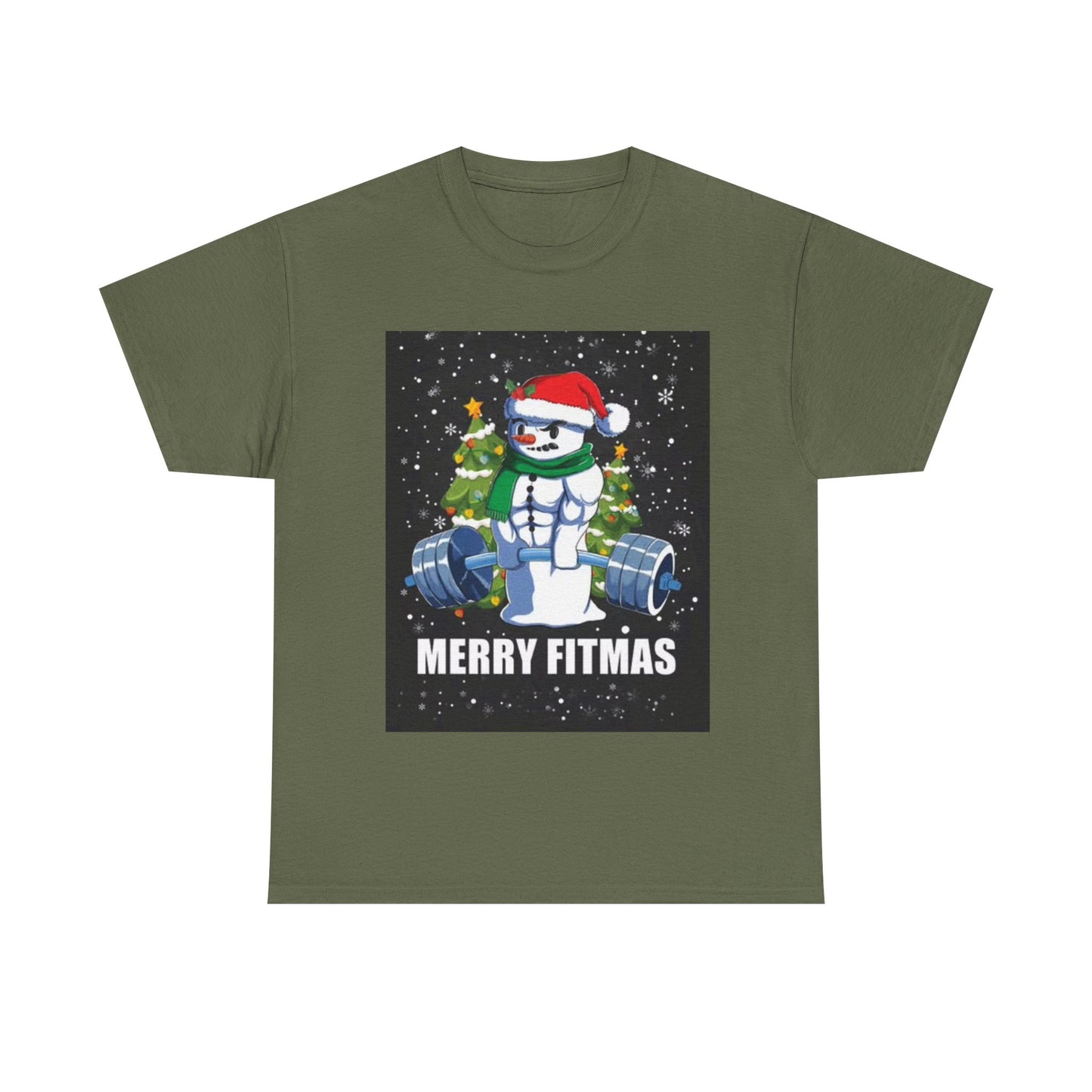 Merry Fitmas Shirt Funny Gym Snowman Christmas Gym Unisex Heavy Cotton Tee