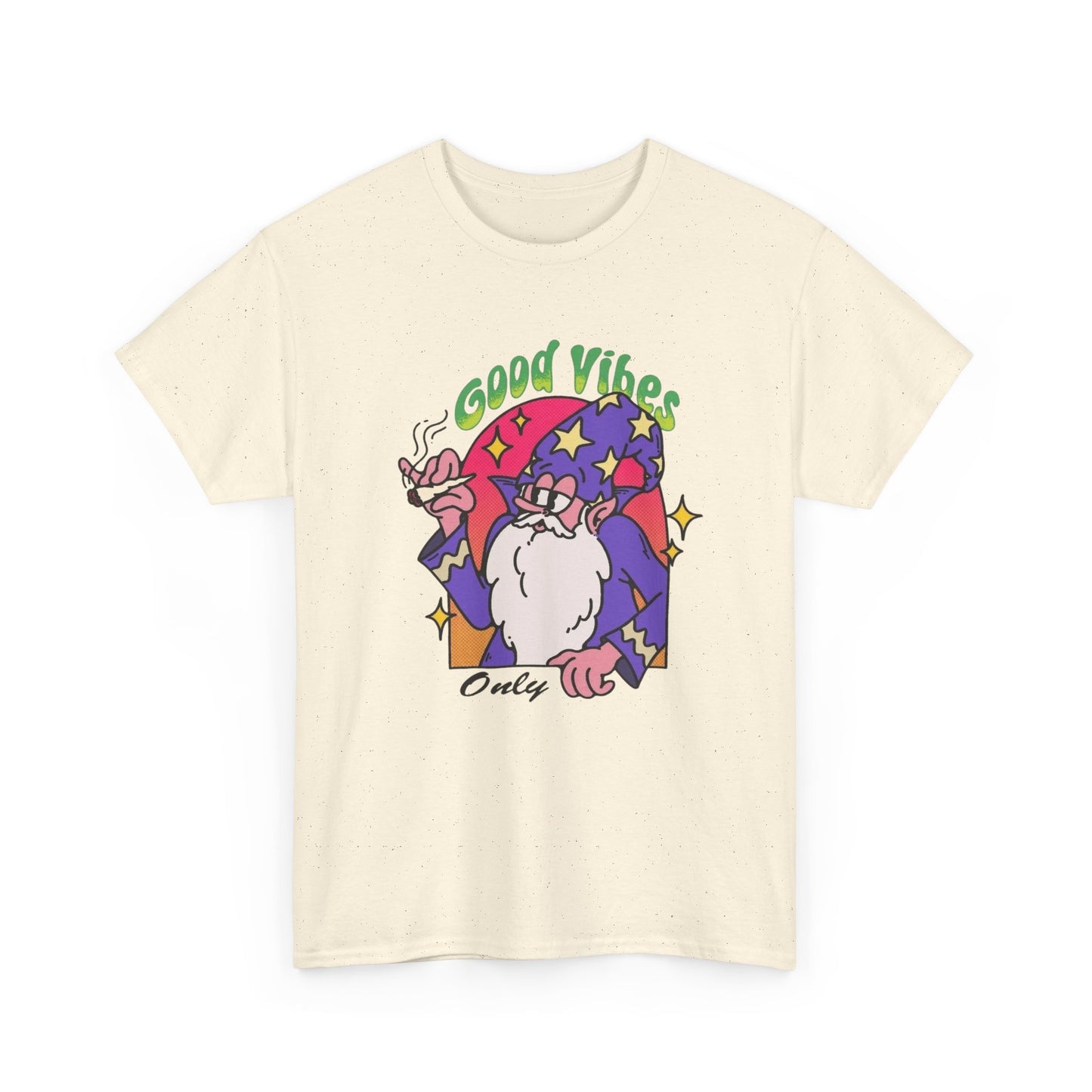 Only Good Vibes Wizard T Shirt Graphic Unisex Heavy Cotton Tee NEW GIFT