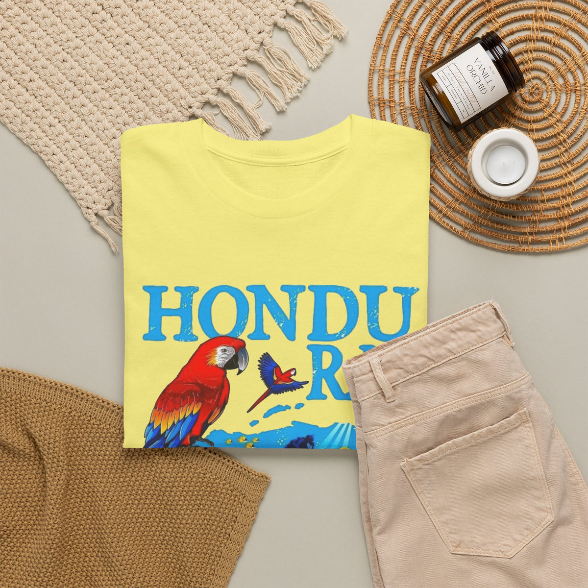 Honduras Graphic T Shirt Men's Retro Tropical Birds Heavy Cotton Tee