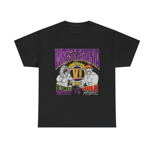 Hogan VS Ultimate Warrior Retro Wrestling Graphic T Shirt NEW ADULT TEE VINTAGE