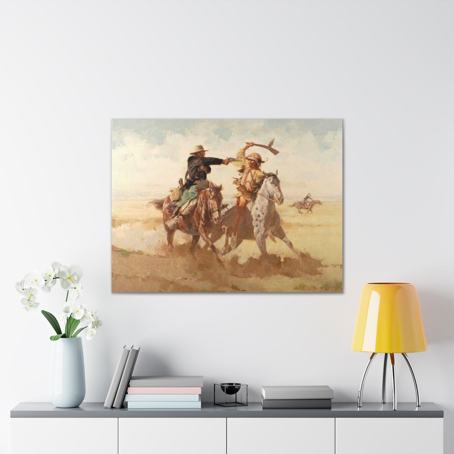 Cowboys And Indians AMERICAN History Western 40x30 Canvas Stretched, 0.75"