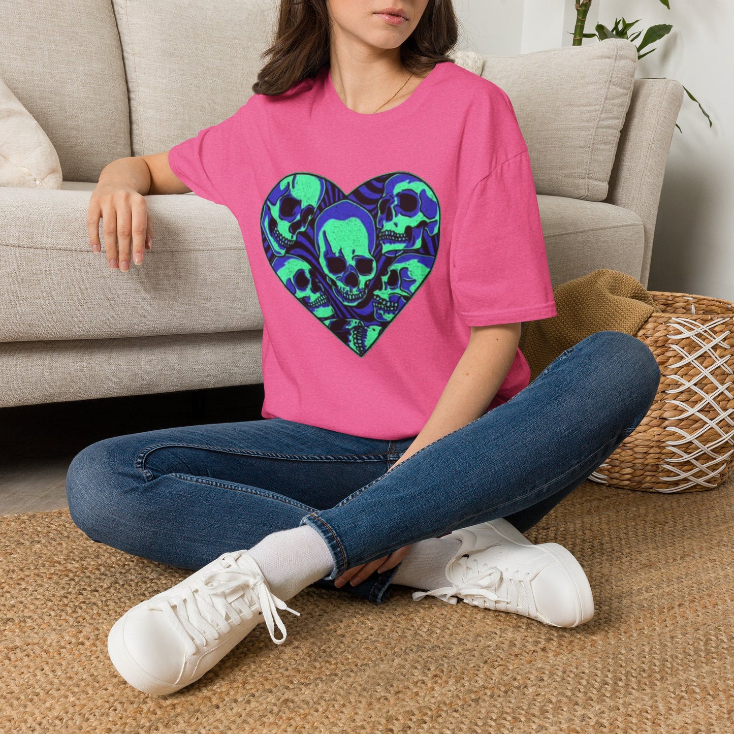 Death Heart Graphic T Shirt Retro Skeleton Unisex Softstyle T-Shirt