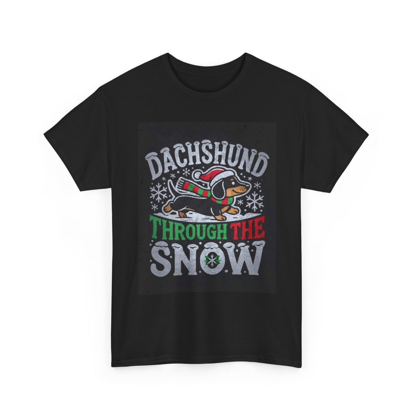 Dachshund T Shirt Funny Dog Christmas Holiday Gift Unisex Heavy Cotton Tee
