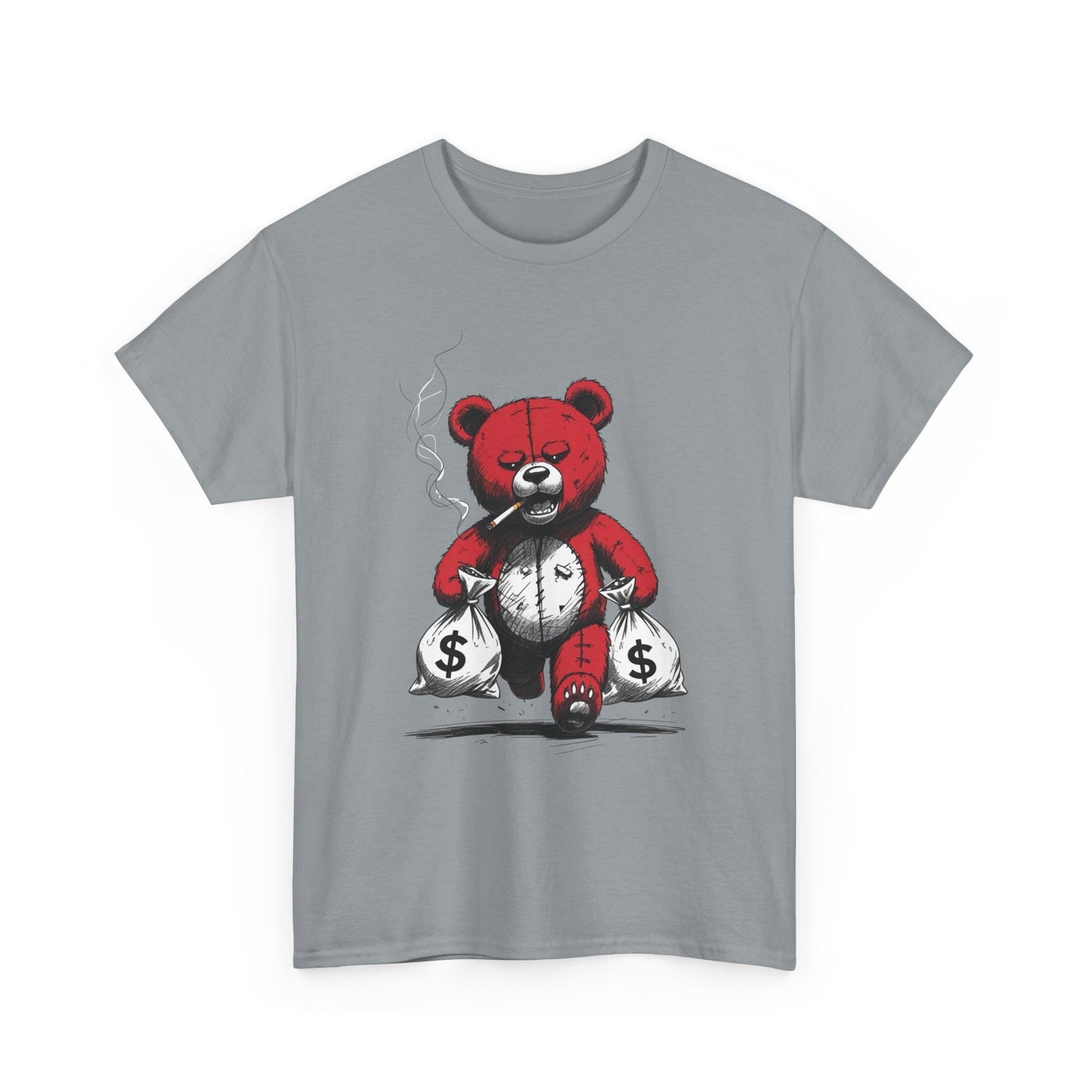 Teddy Bear Money Bags Graphic T Shirt NEW Unisex Heavy Cotton Tee