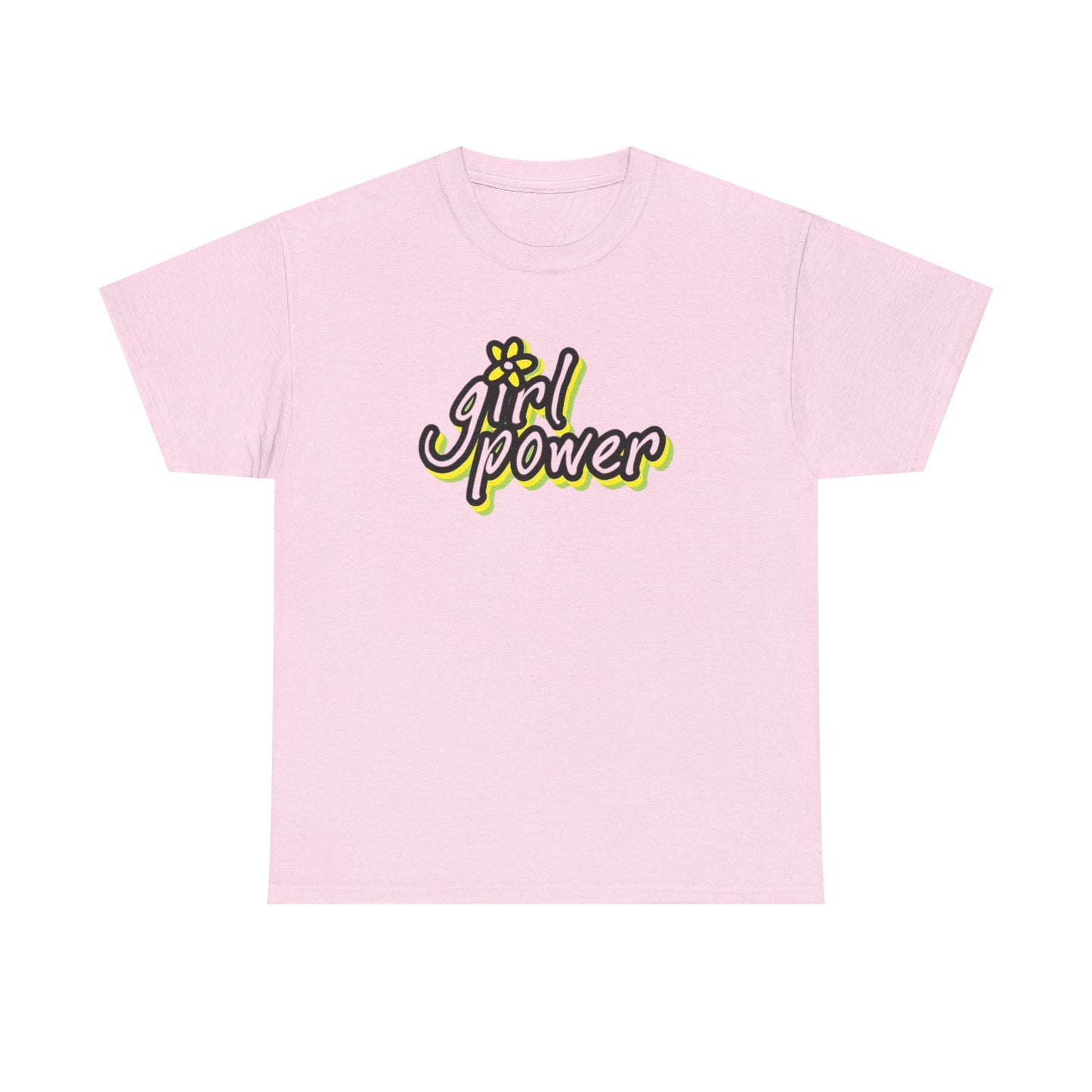 Girl Power Graphic T Shirt Girly Tee Retro Flower Power Unisex Heavy Cotton Tee