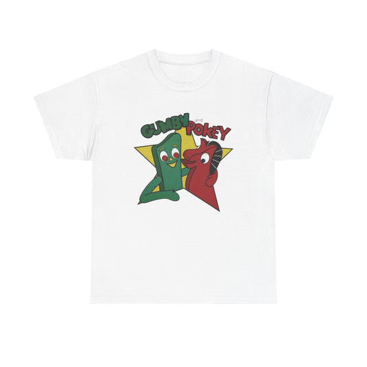 Gumby And Pokey Vintage Cartoon Graphic T Shirt S-5XL NEW Unisex Heavy Cotton