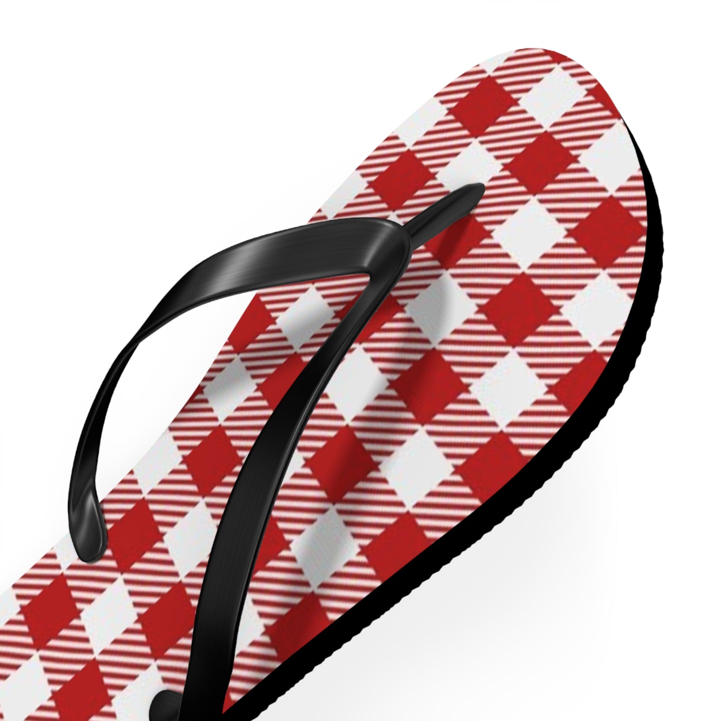 Red And White Checkered Sandals, Beach Shoes, Vacation Flip Flops, Pool Slides