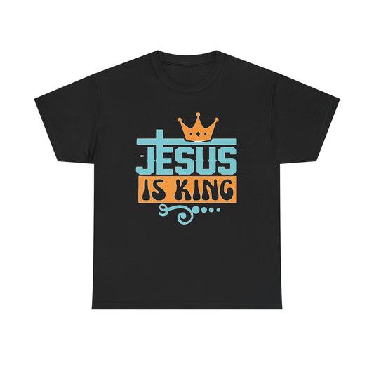 Jesus Tshirt Jesus is king religious Crown Graphic Unisex Heavy Cotton Tee
