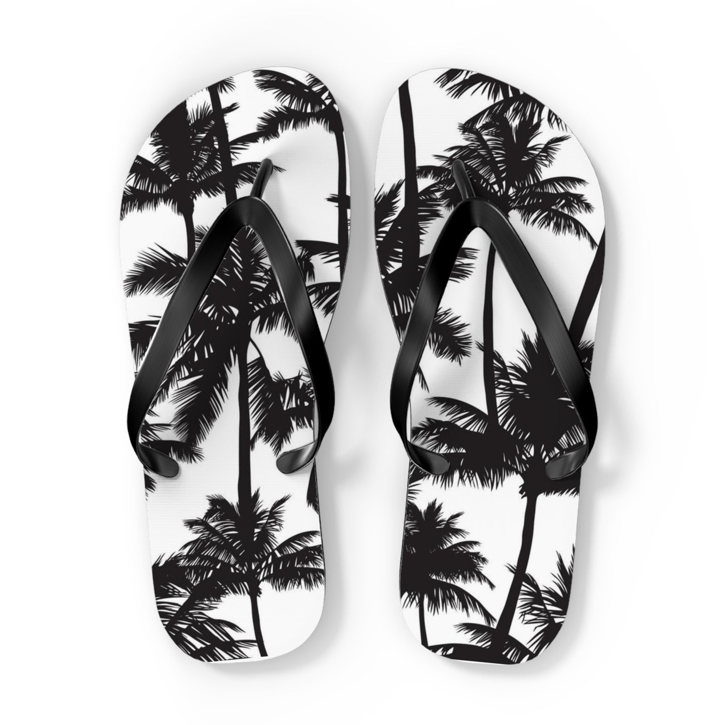 Black And White Palm Trees Sandals Summer Flip Flops Slides BRAND NEW