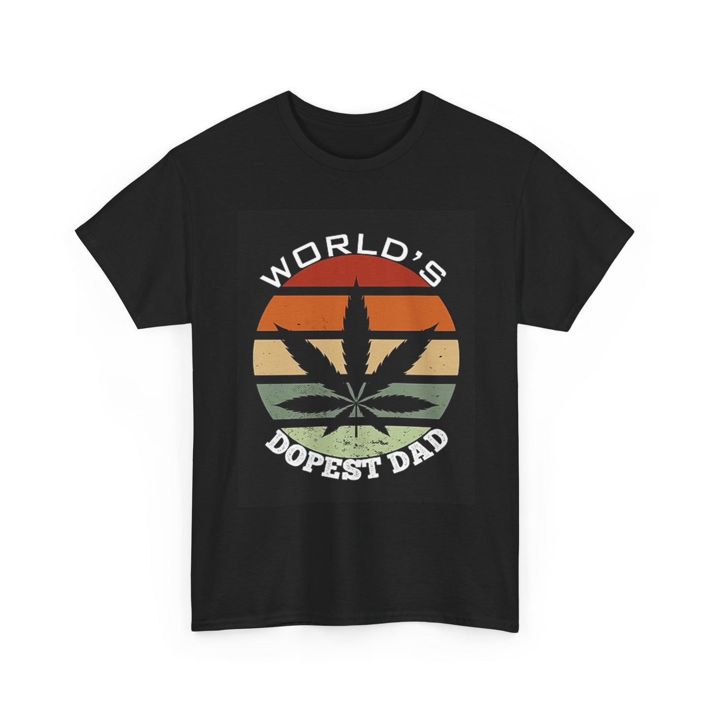 Worlds Dopest Dad T Shirt Funny Weed Leaf Retro Unisex Heavy Cotton Tee