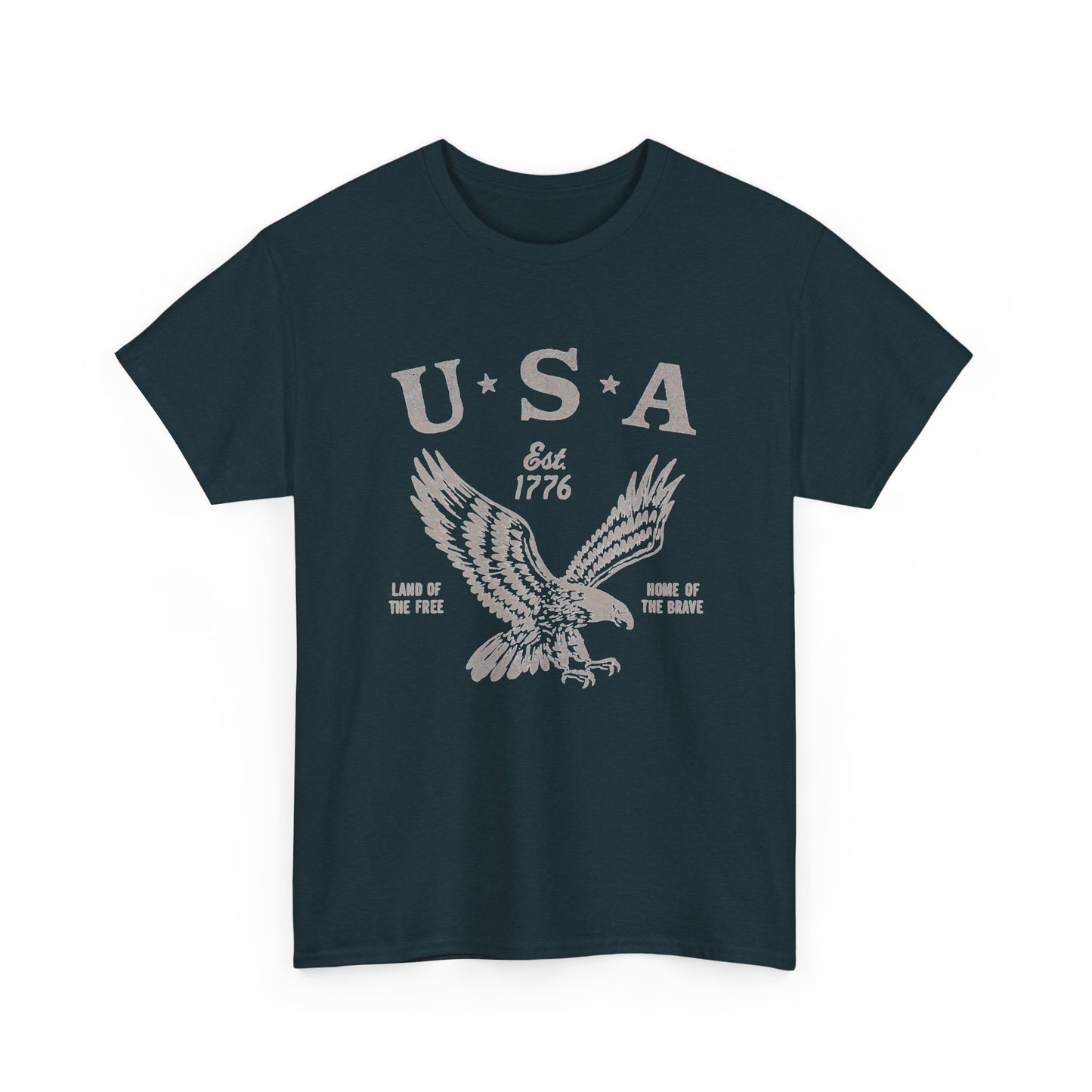 USA Bald Eagle 1776 Graphic T Shirt Men's Heavy Cotton Tee - Quality - Modern True to Size