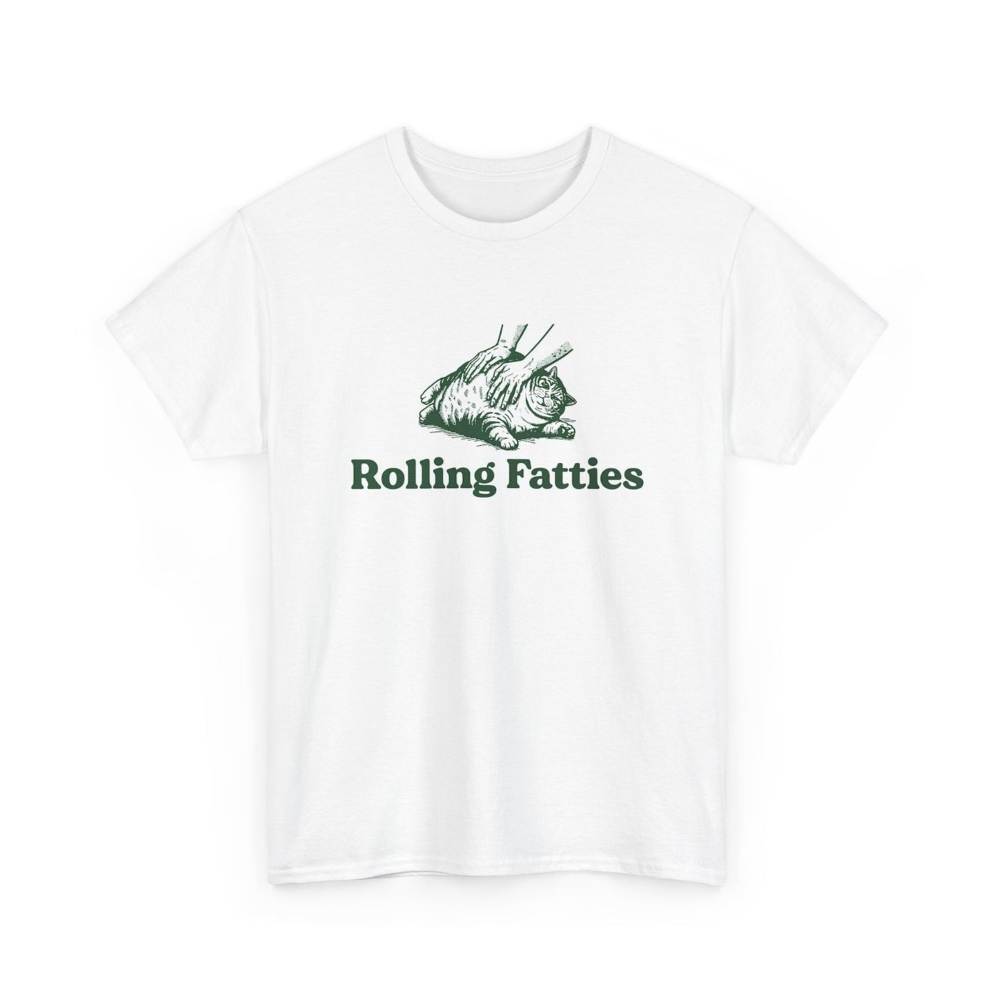 Rolling Fatties Funny Cat Graphic T Shirt Unisex Heavy Cotton Tee BRAND NEW