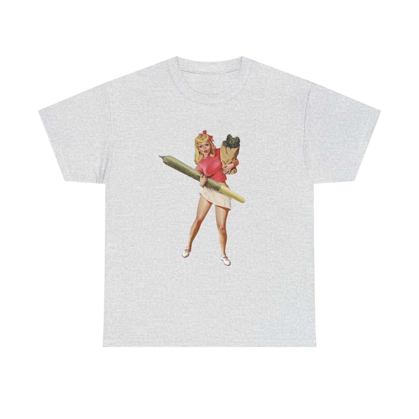 Weed And Groceries Model Pinup Graphic T-Shirt Womens Comfy Cotton Tee NEW