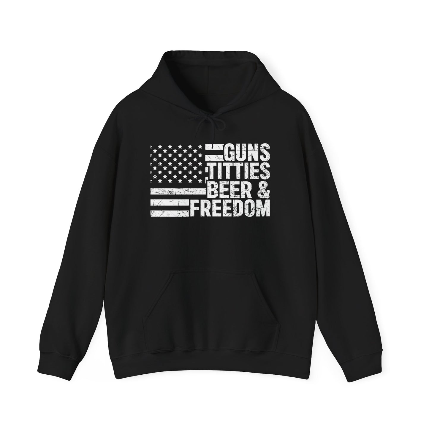 Guns Beer Freedom Women Flag Graphic Hoodie Heavy Blend Sweatshirt NEW