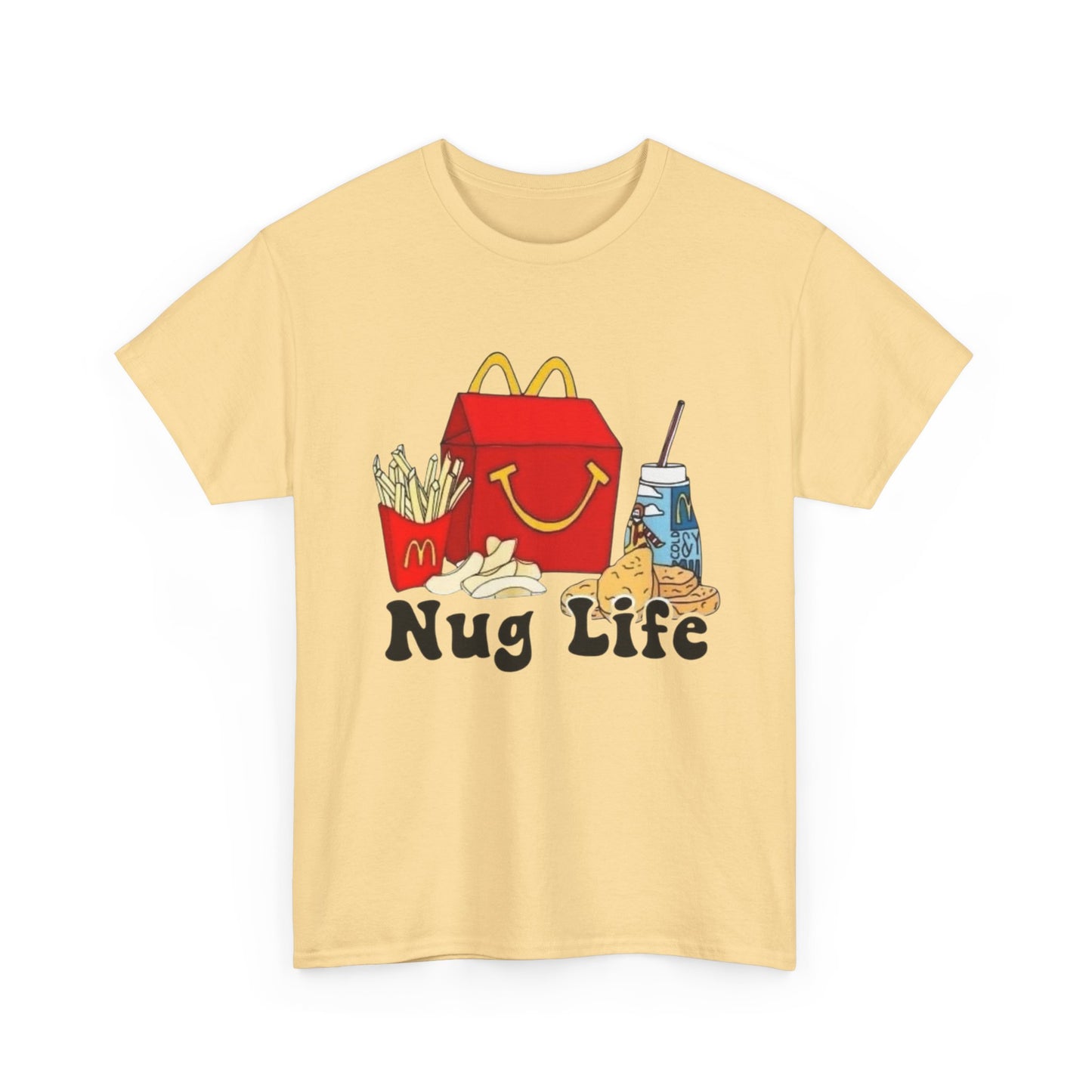 Nug Life Funny Happy Meal 90s Kids Graphic T Shirt New Unisex Heavy Cotton Tee
