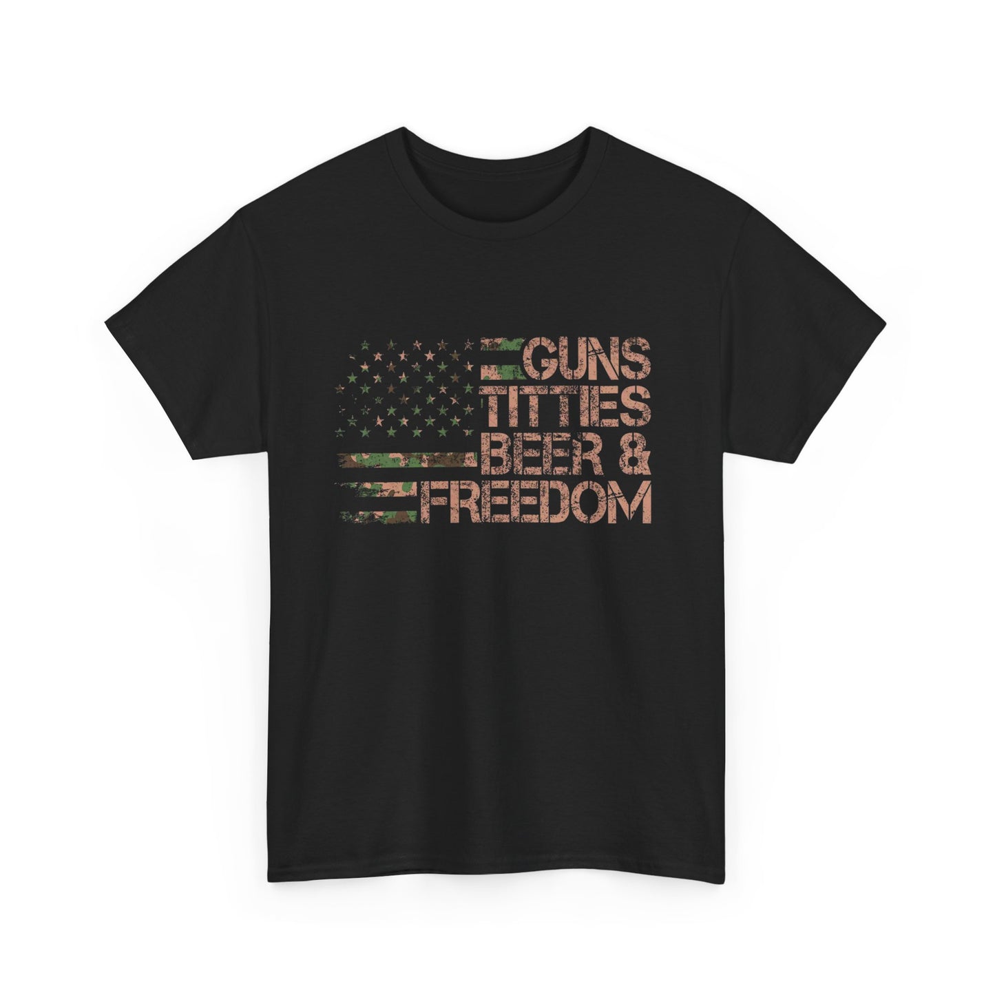 Guns Boobies Beer Freedom Graphic T Shirt NEW Adult Unisex Heavy Cotton Tee
