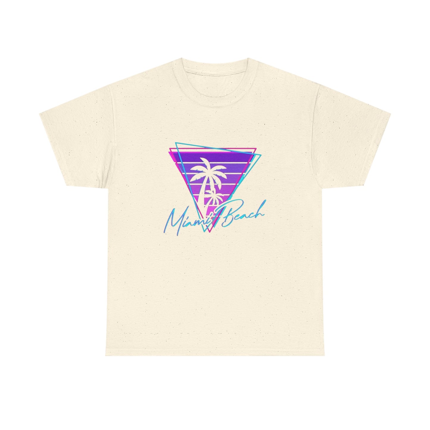 Miami Beach Logo Retro Neon Graphic T Shirt ALL SIZES Tee Unisex Heavy Cotton