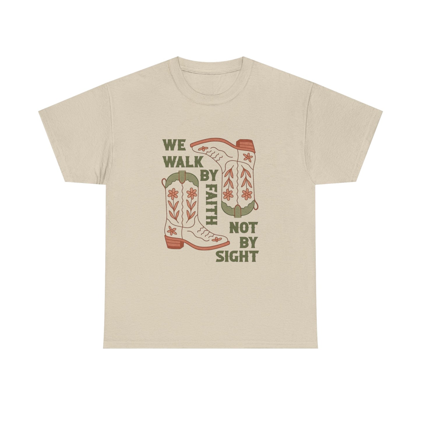 We Walk By Faith Graphic T Shirt Unisex Heavy Cotton Tee