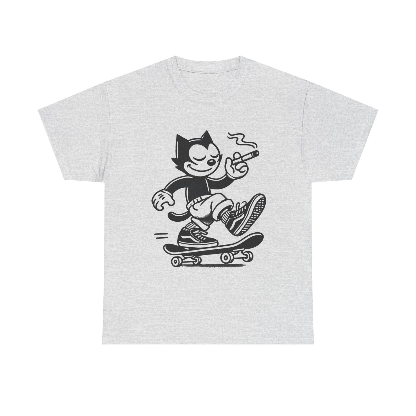Cat Skateboarding Retro Graphic T Shirt NEW Vintage Unisex Heavy Cotton Tee