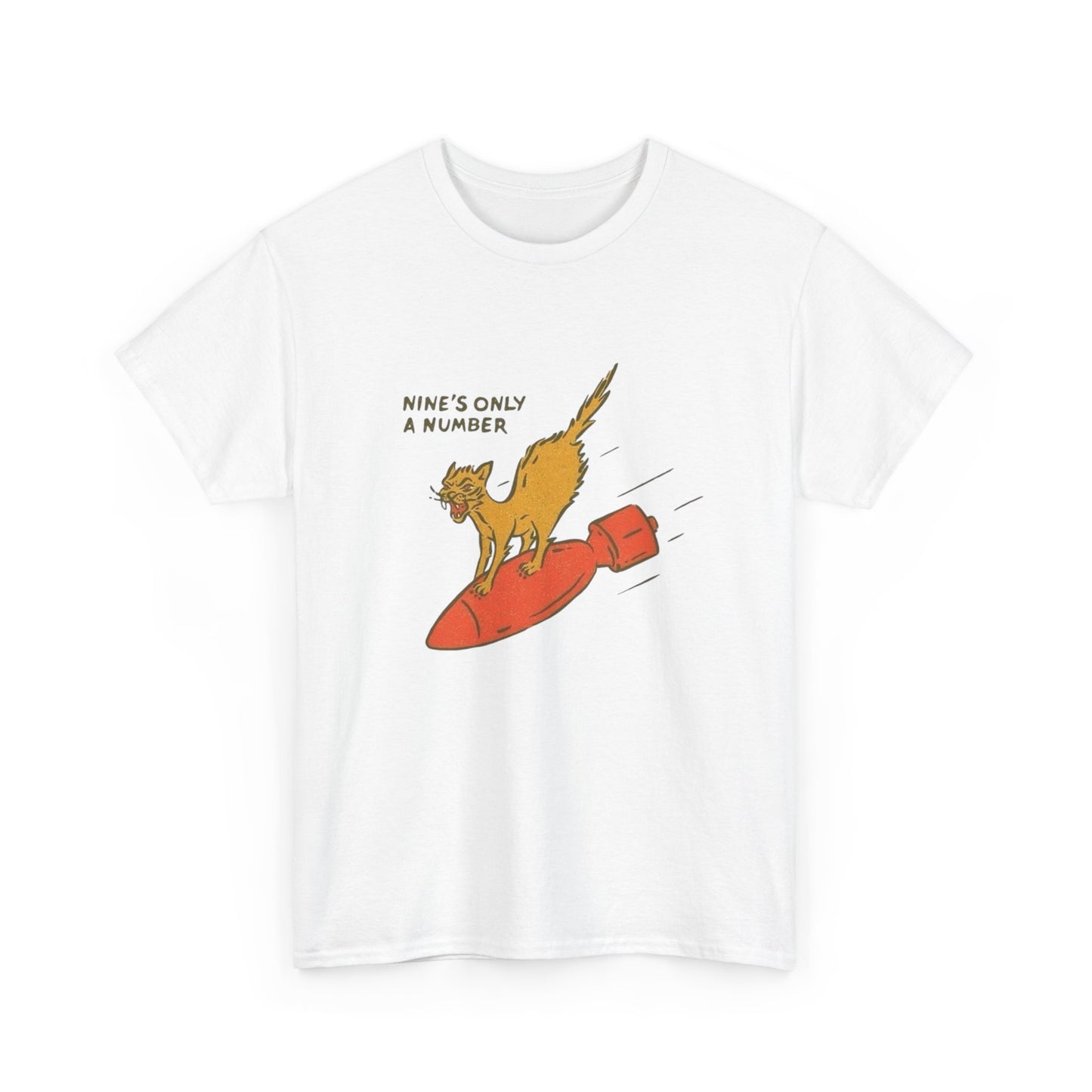 Nines Only A Number Funny Cat Graphic T Shirt Adult NEW